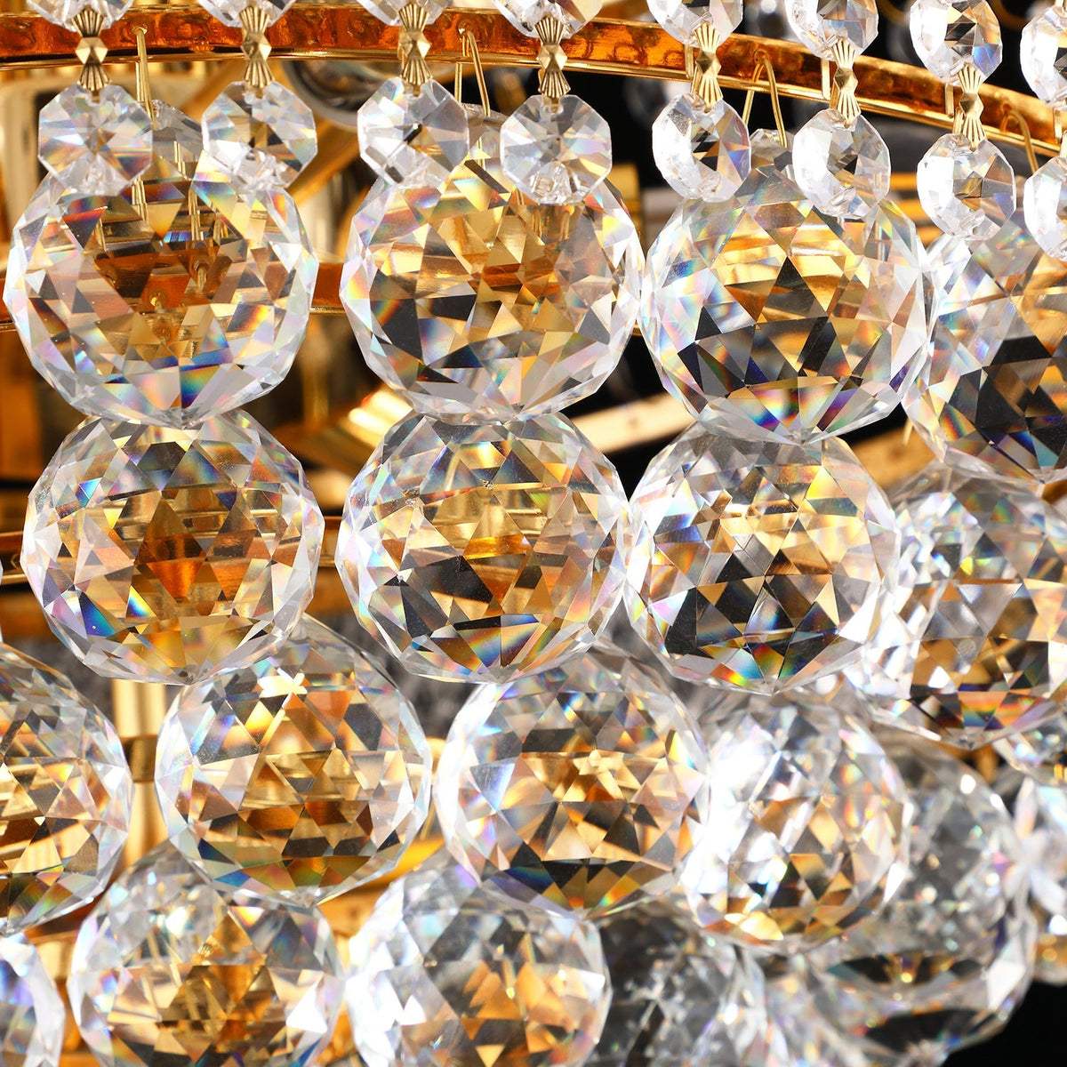 24-Inch Gold Crystal Chandelier with 12 LED Lights - Gold