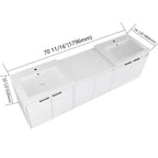 72-Inch Bathroom Vanity with Resin Sink and Soft Close Doors - Glossy White