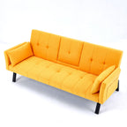 Foldable Sofa Bed with Cup Holder and Solid Wood Frame - Multiple Colors