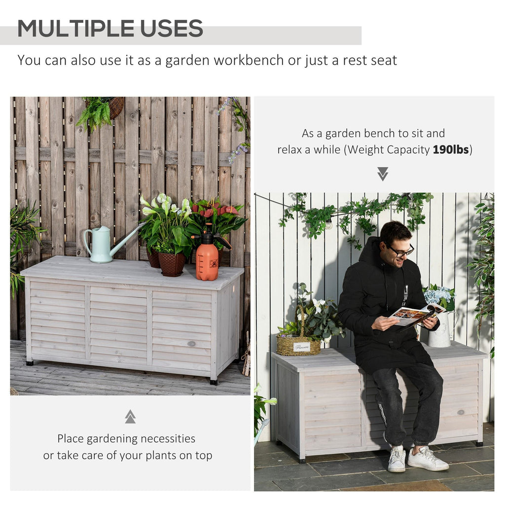 75 Gallon Wooden Deck Box with Aerating Gap and Weather-Fighting Finish - Gray