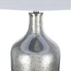 Silver Round Table Lamp with White Fabric Shade