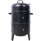 Portable Charcoal Smoker Grill with 3-in-1 Cooking Functionality - Black