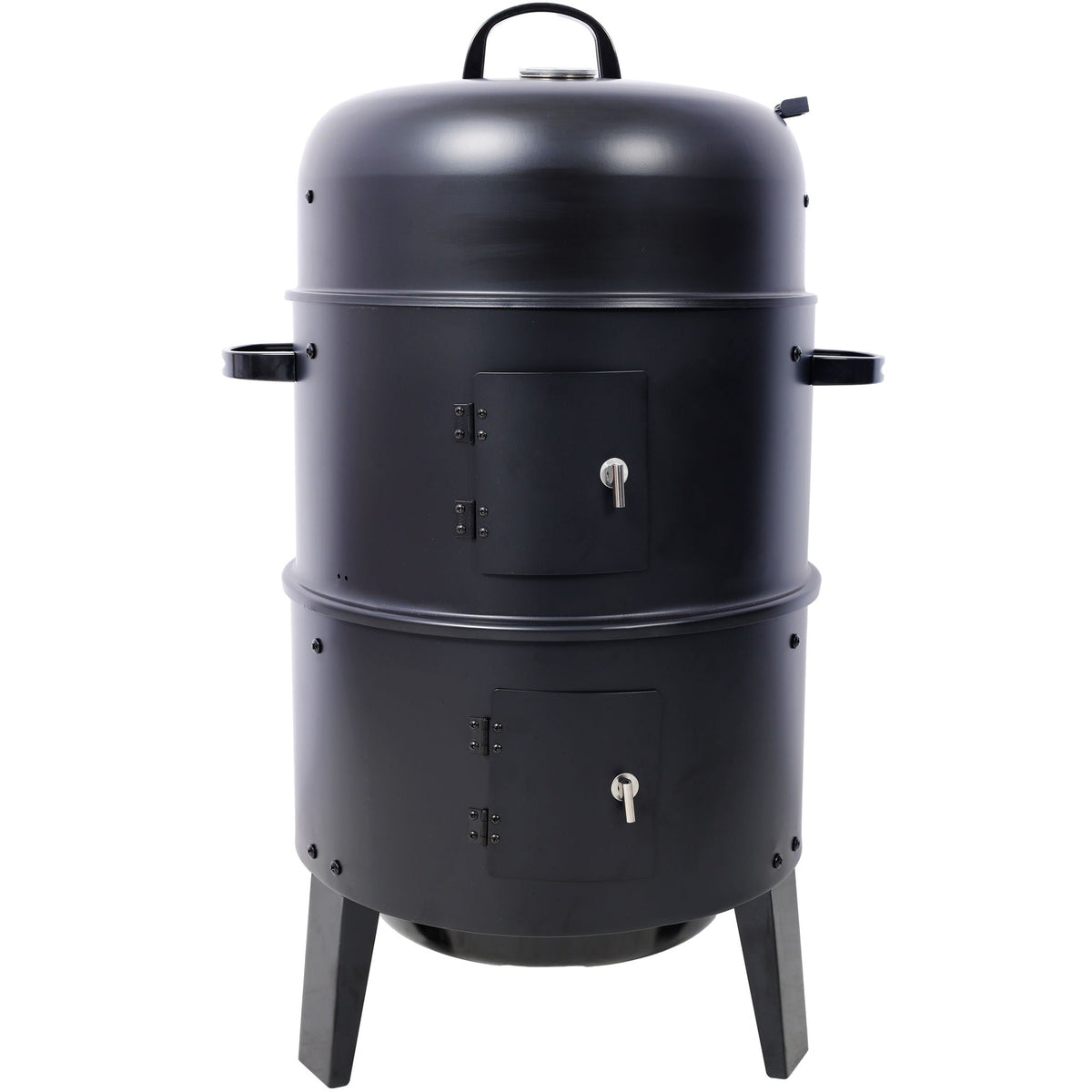 Portable Charcoal Smoker Grill with 3-in-1 Cooking Functionality - Black