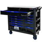 12 Layer Drawer Multi Purpose Tool Cart with Wheels and Iron Top - Black / Blue