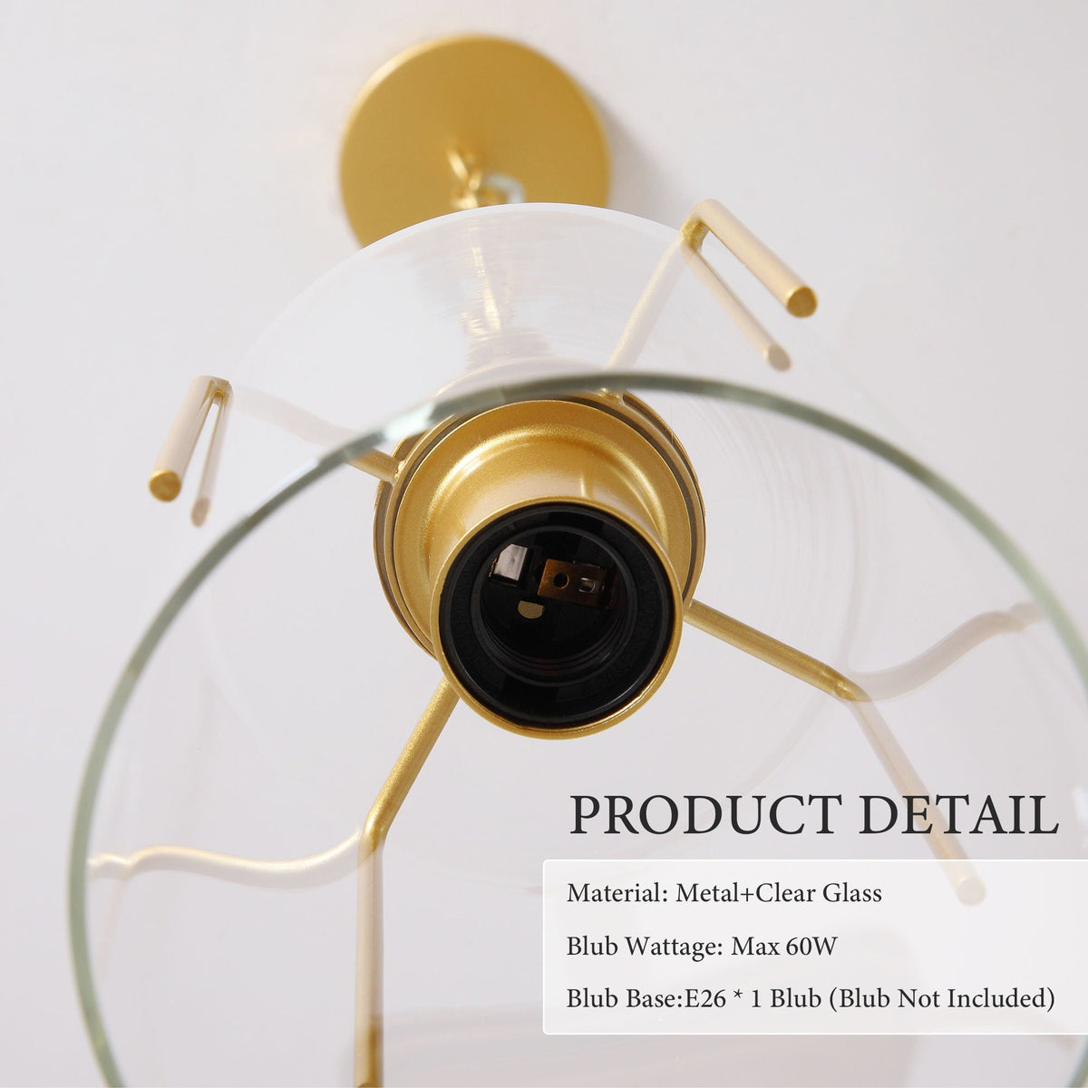 Adjustable Pendant Lighting with Clear Glass Shade - Black or Gold