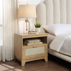 Modern Cane Accent Nightstand with 1 Drawer - Black or Light Brown