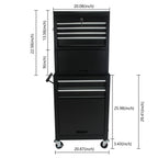 6 Drawer Lockable Tool Cabinet with Detachable Toolbox - Black, Red, or Blue