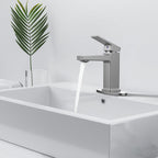 Brushed Nickel Single Handle Bathroom Faucet with Deck - Brushed Nickel
