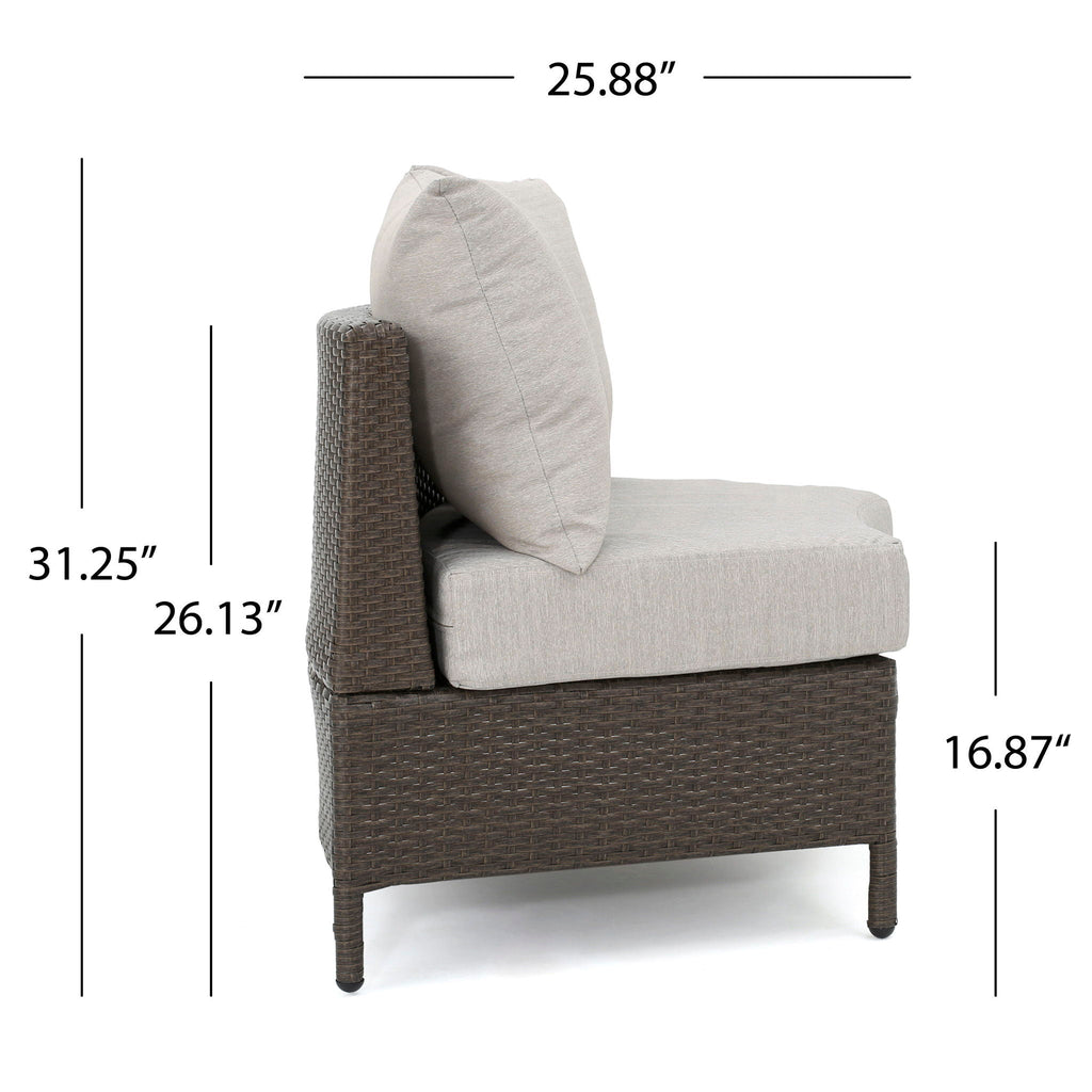 Pt Limon Modern Outdoor Single Sofa with Iron Frame – Pearl Silver or Light Brown