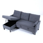 Reversible Chaise Sleeper Sectional Sofa with Storage - Cotton-Linen Upholstery