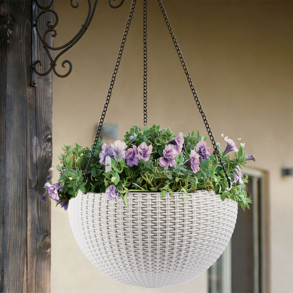 Self Watering Hanging Planter with Water Level Indicator - White, Black, or Dark Brown