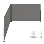 Retractable Side Awning 71" x 236" with Aluminum Frame - Grey