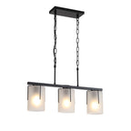 Adjustable Cylindrical Pendant Light with Frosted Glass Shade - Black or Gold