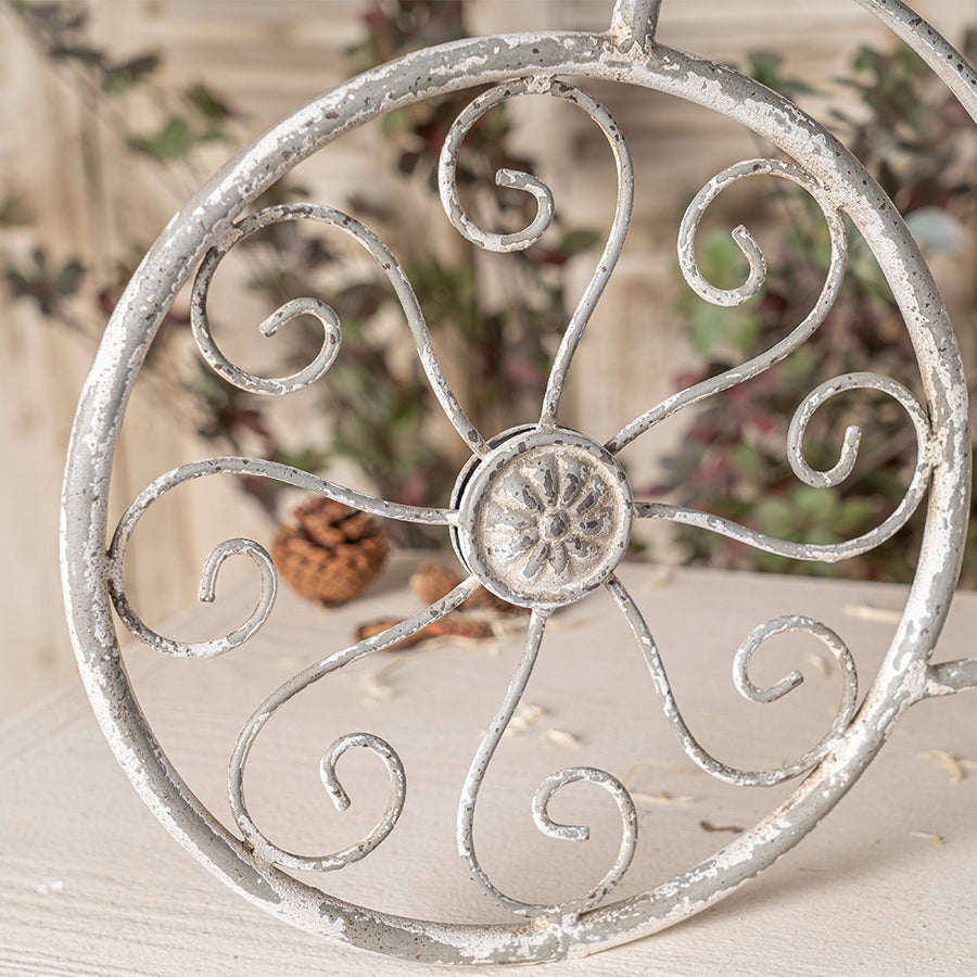 Rustic Bicycle Metal Wire Wall Planter Basket with Vintage Design - Grey and White