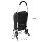 Foldable Shopping Stair Trolley with Triangular Wheels and Removable Waterproof Bag - Black