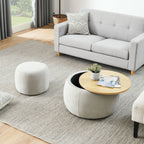 Round Storage Ottoman with 2 in 1 Function - Multiple Colors