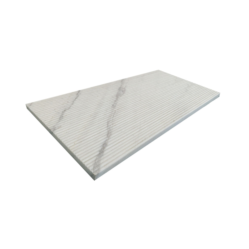 Textured Marble Decorative Tiles with Distinctive OL Finish - White / Natural