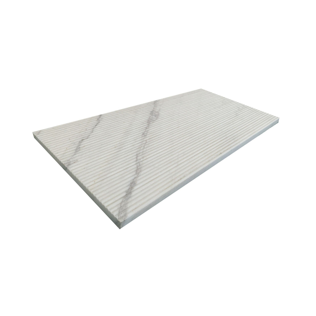 Textured Marble Decorative Tiles with Distinctive OL Finish - White / Natural