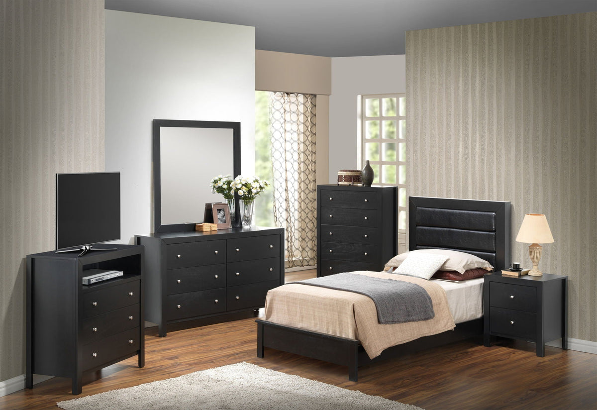 Transitional Modern Panel Bed with Wood Construction - Multiple Colors