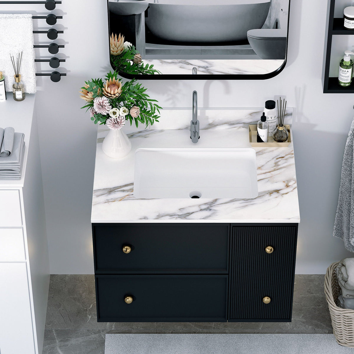 Elegant Vanity Top With Undermount Sink And Backsplash