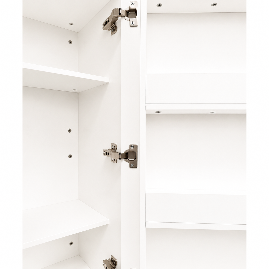 White Corner Kitchen Pantry Cabinet with Vertical Storage - White