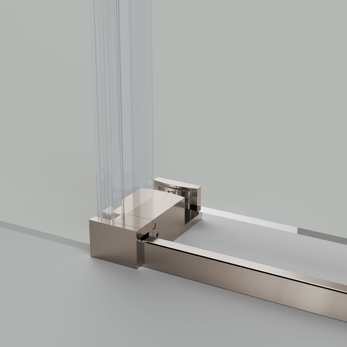 Frameless Sliding Shower Door with Tempered Glass - Brushed Nickel