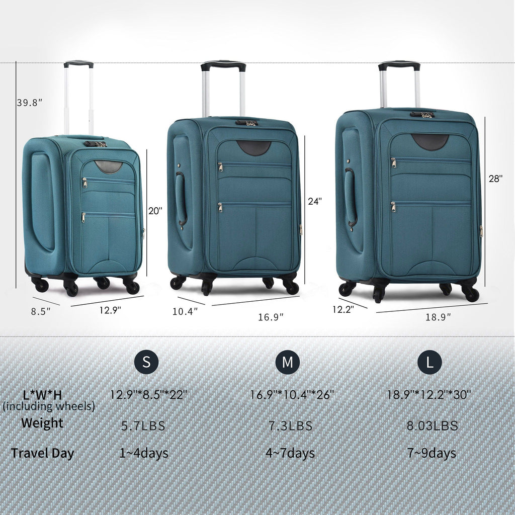 Expandable Softside Luggage 3 Piece Set with Spinner Wheels - Multiple Colors