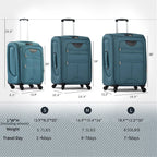 Expandable Softside Luggage 3 Piece Set with Spinner Wheels - Multiple Colors