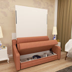Vertical Murphy Bed with Sofa and Gas Struts - Orange