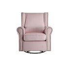Pink Swivel Glider Chair with Nailhead Trim - Tamaki