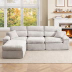 Corner Chaise Sofa with High Backrest - 2 Piece Living Room Set