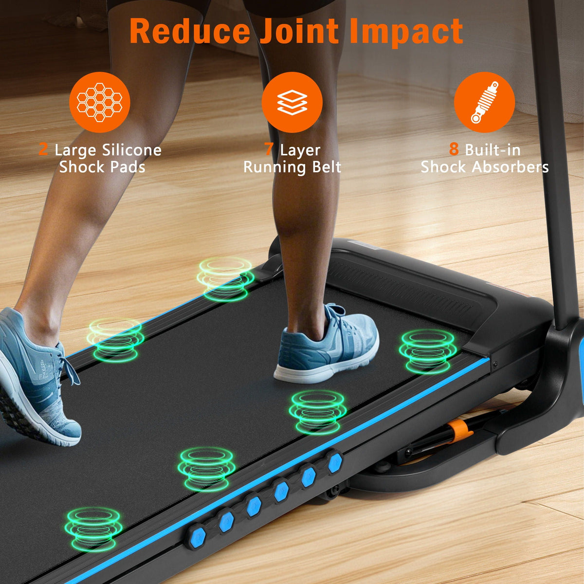 Incline Treadmill for Running & Walking with Hydraulic Folding - Black