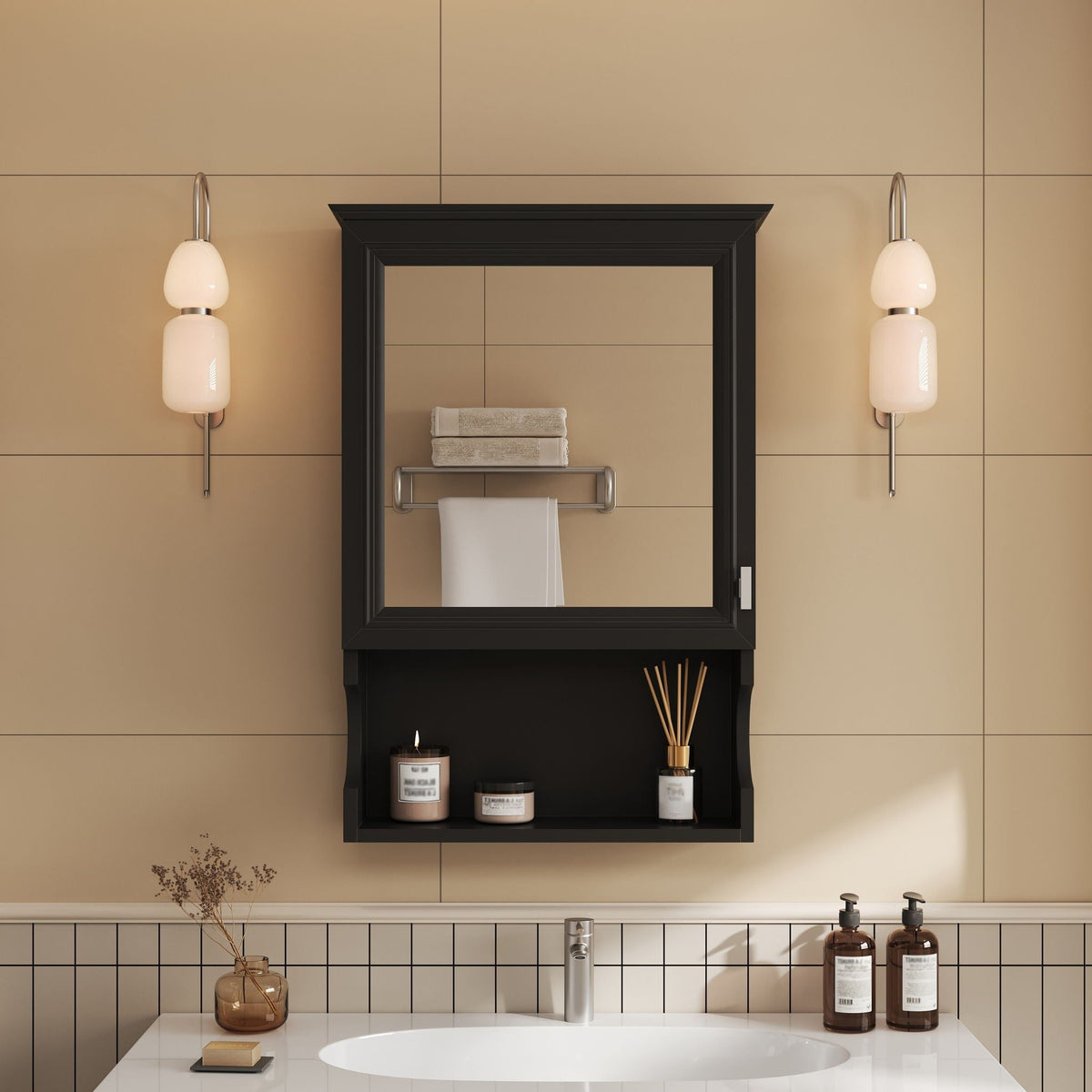 Wall Mounted Bathroom Storage Cabinet With Mirror