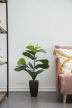 35" Artificial Fiddle-Leaf Fig Potted Plant with Realistic Green Leaves - Green