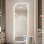 Irregular Shape LED Full Length Wall Mirror with 3 Color Dimmable Lighting - Silver