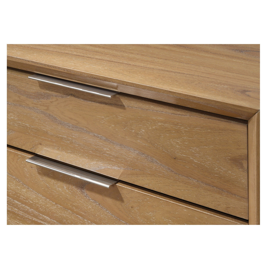 Natural Wood 5 Drawer Tall Accent Chest with Ample Storage - Light Brown