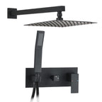 Brass Shower System with 10" Rainfall Shower Head & Handheld Sprayer - Matte Black