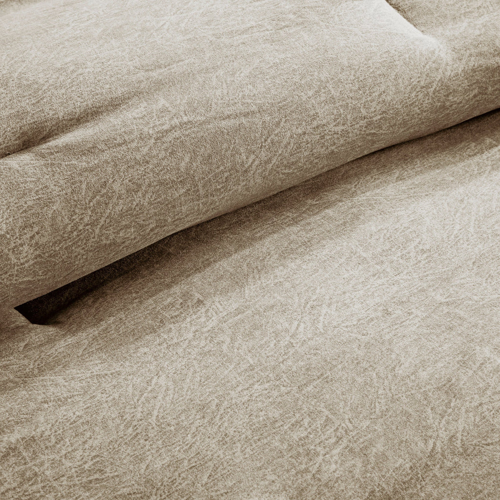 Tan Faux Suede Comforter Set with Lodge Style - California King