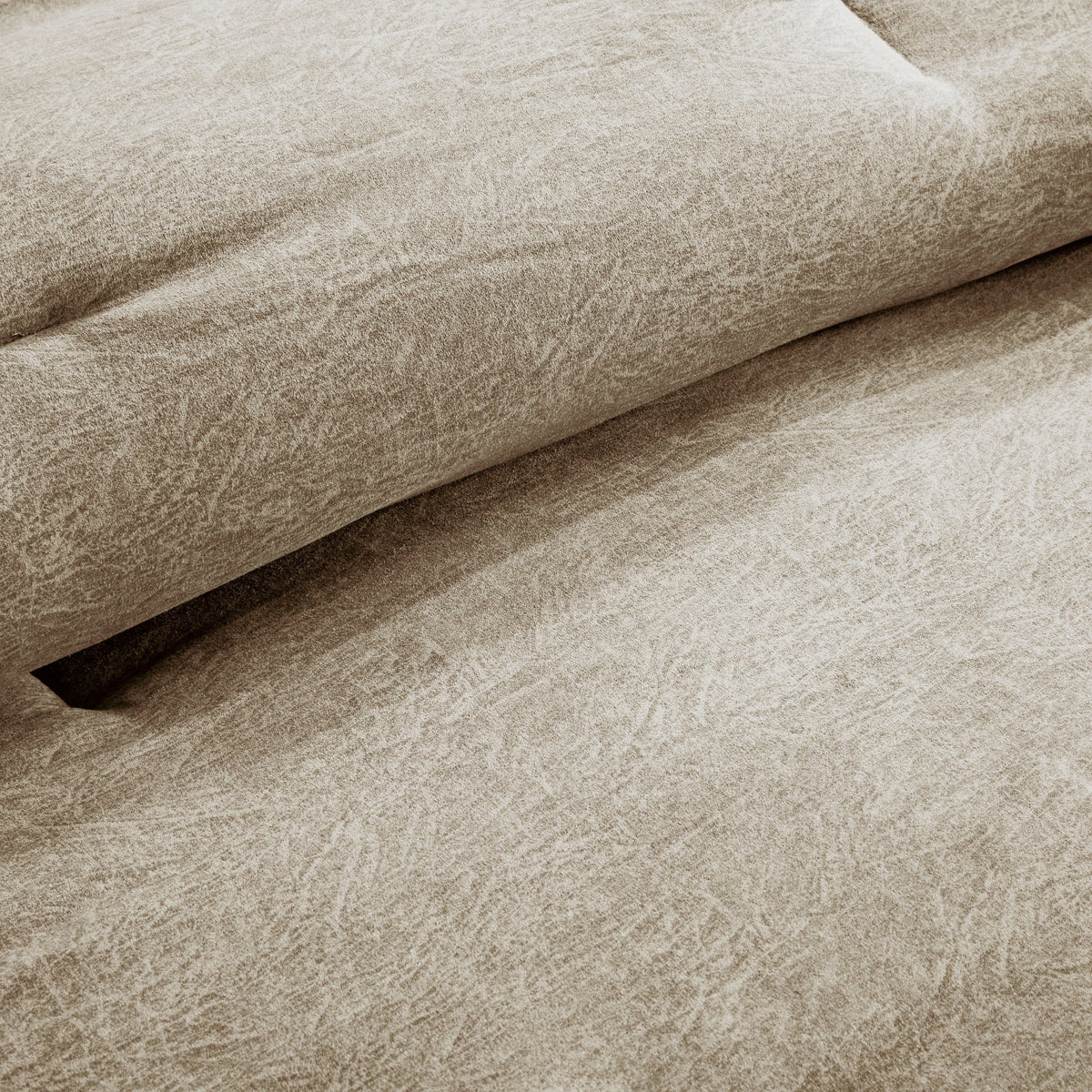 Tan Faux Suede Comforter Set with Lodge Style - California King