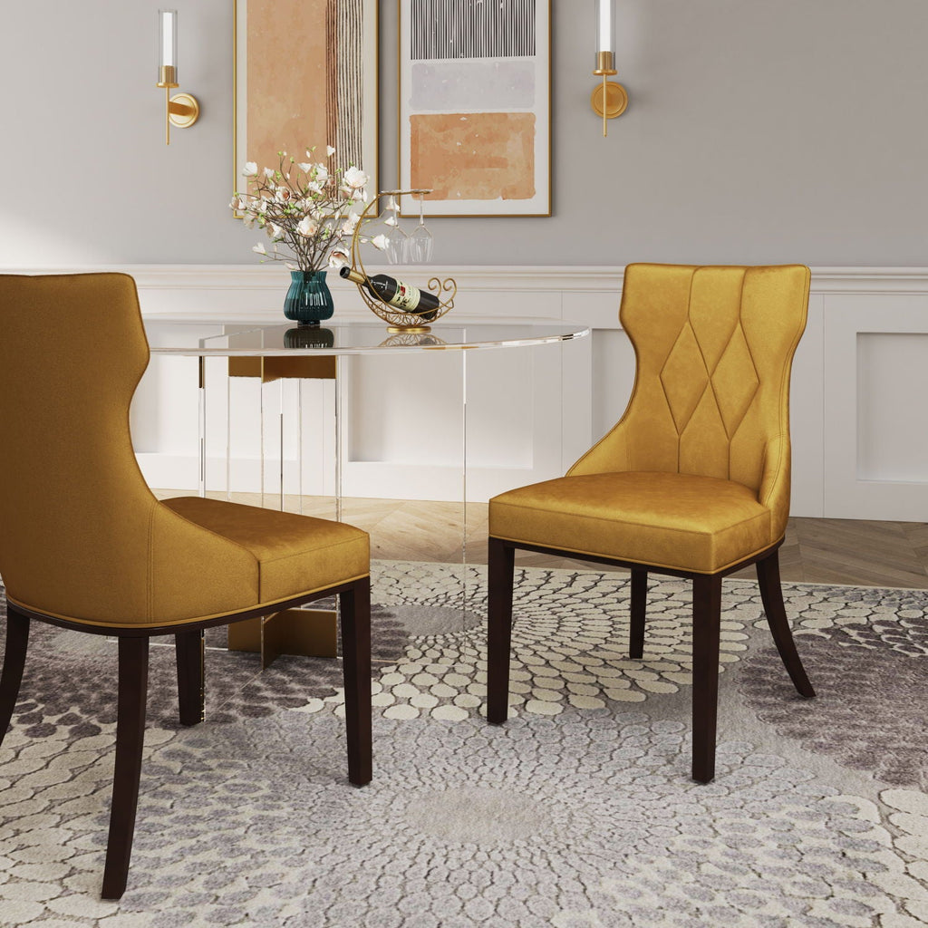 Reine Dining Chair Set of 2 with Solid Wood Frame and Classic Design - Multiple Colors