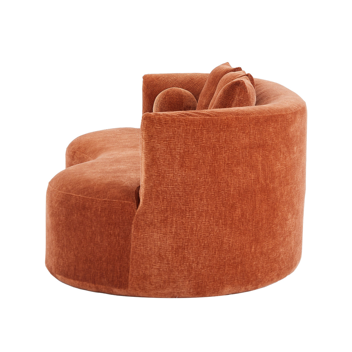 90-Inch Curved Modern Chenille Sofa with Artistic Curved Design - Orange or White