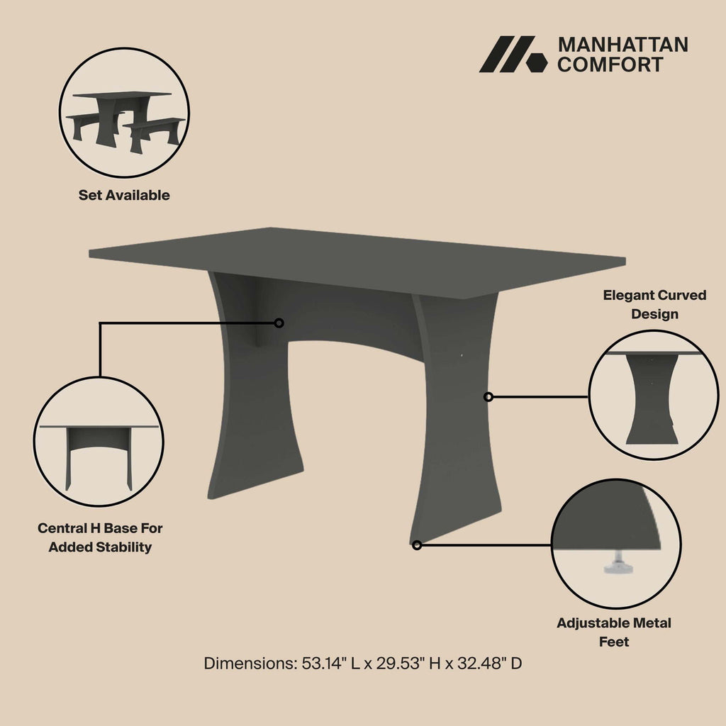 Modern Dining Table with Adjustable Metal Feet - Dark Gray or White