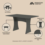 Modern Dining Table with Adjustable Metal Feet - Dark Gray or White