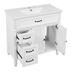 Bathroom Vanity With Sink and Drawers - Freestanding Solid Wood Cabinet