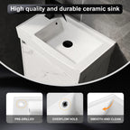 Modern Bathroom Vanity with Ceramic Basin and Storage Cabinet - Light Brown, Black, or White