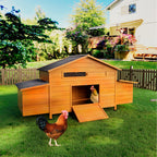 70" Large Wooden Chicken Coop with Nesting Boxes - Brick Red