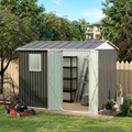 9x6 Ft Metal Garden Shed with Window and Hinged Doors - Grey