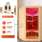 Canadian Hemlock Double Sauna with Bluetooth & LED Lights - Natural/Graphite