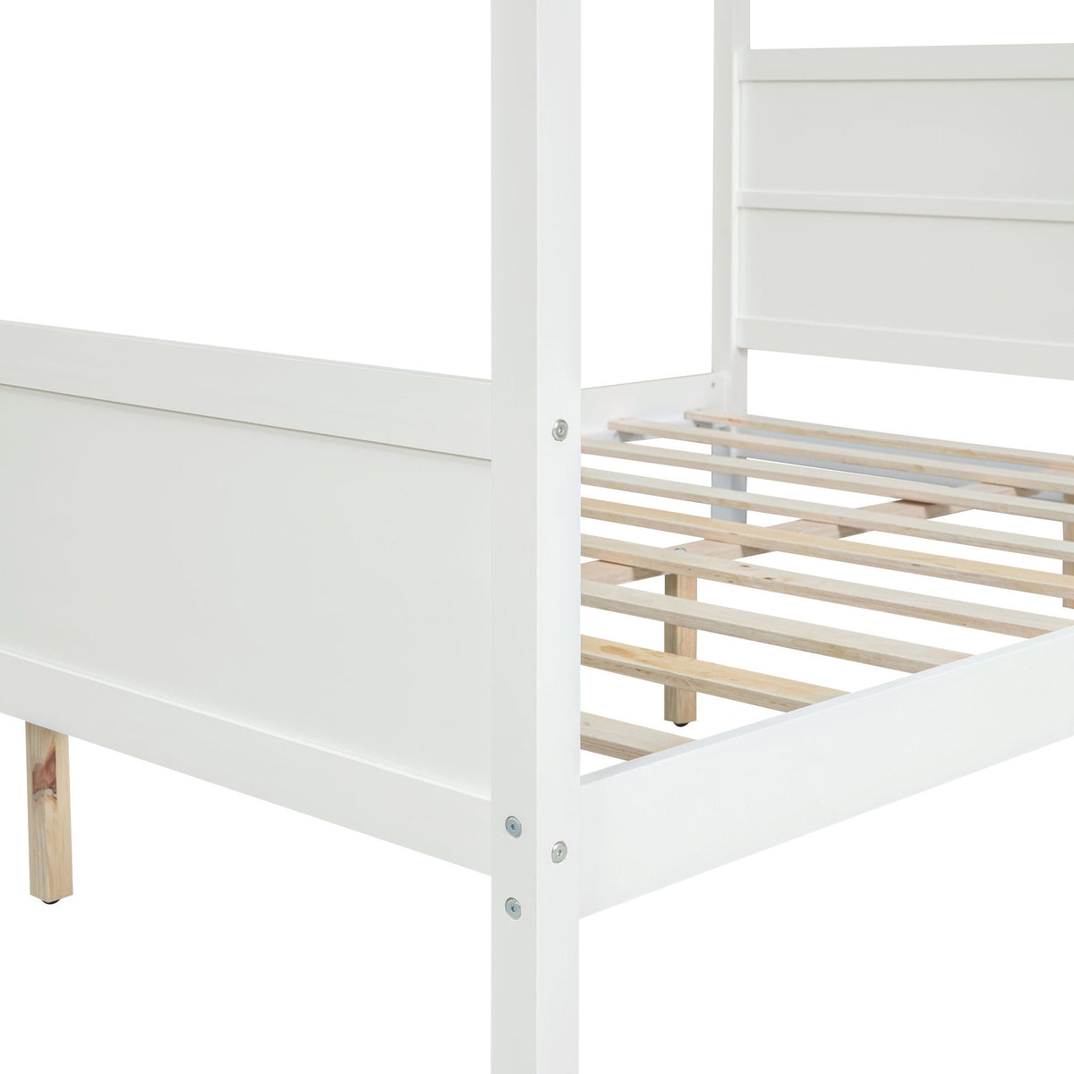 Canopy Platform Bed with Headboard and Footboard, Slat Support Leg - Queen