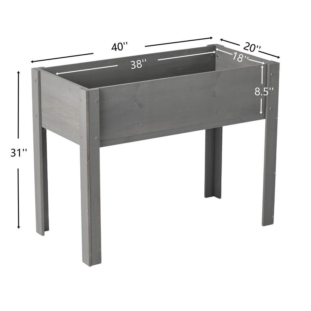 Solid Wood Raised Garden Bed with Legs - Available in Gray, Dark Gray, Dark Brown